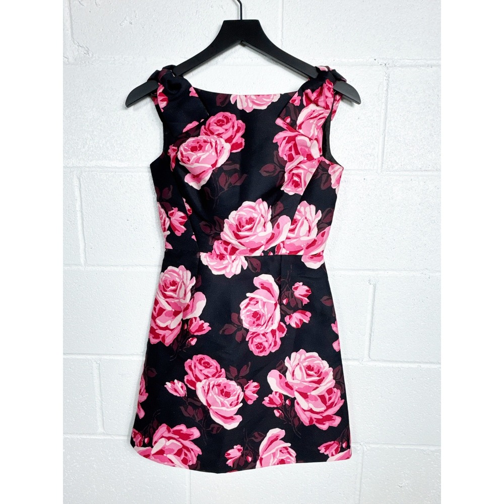 Kate Spade New York Pink Rose Floral Sleeveless Mini Dress Black‎ Size 00